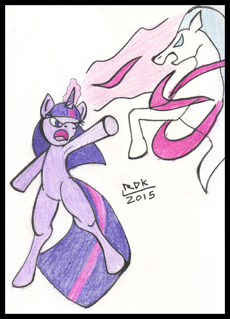 ambiguous_gender confrontation duo equid equine female feral fight floating friendship_is_magic hair hasbro horn horse magic mammal my_little_pony pony purple_body purple_eyes purple_hair reddragonkan spirit traditional_media_(artwork) twilight_sparkle_(mlp) unicorn windigo_(mlp)