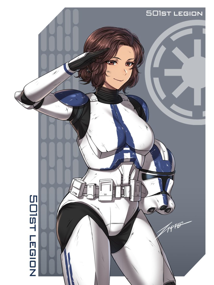 501st armor armored_boots black_gloves boots brown_eyes brown_hair clone_trooper full_armor gloves helmet highres holding holding_helmet non-web_source salute short_hair star_wars star_wars:_the_clone_wars tan