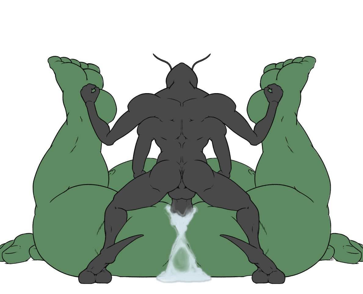 alien antennae_(anatomy) arthropod bodily_fluids cum cum_in_ass cum_inside duo genital_fluids green_body green_skin hulk human humanoid larger_male male male/male mammal marvel miek_(marvel) size_difference small_dom_big_sub unknown_artist