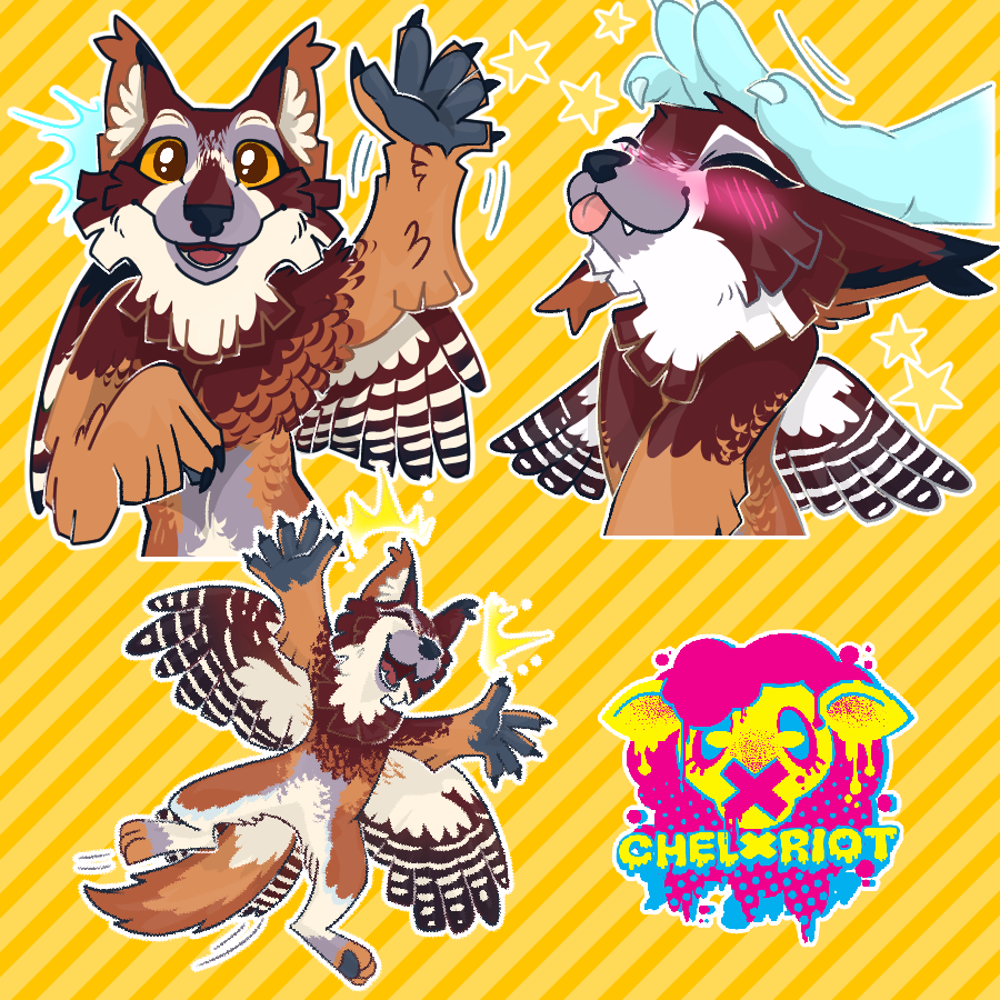1:1 avian bird canid canine canis fandom furry hybrid mammal owl stickers wolf