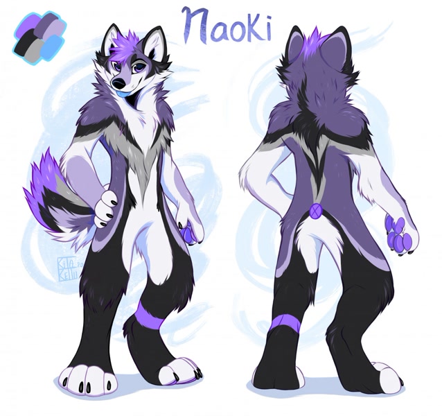 anthro canid canine fox fur male mammal purple solo