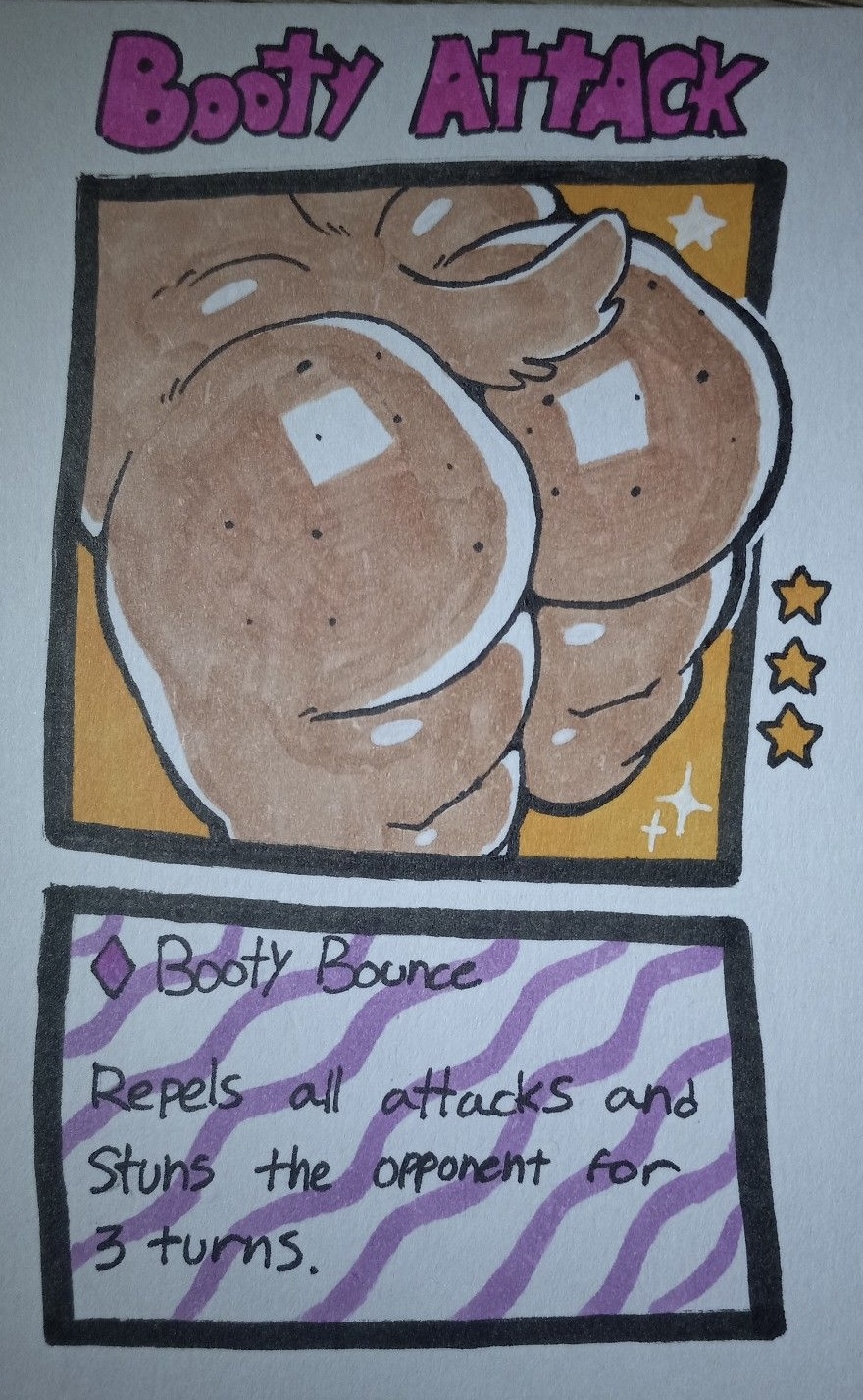 anthro big_butt bodily_fluids butt butt_focus card_game fur gaming glistening glistening_body hair hi_res huge_butt humanoid male mammal nude overweight presenting rear_view shi_(artist) simple_background solo tail text thick_thighs white_background wide_hips