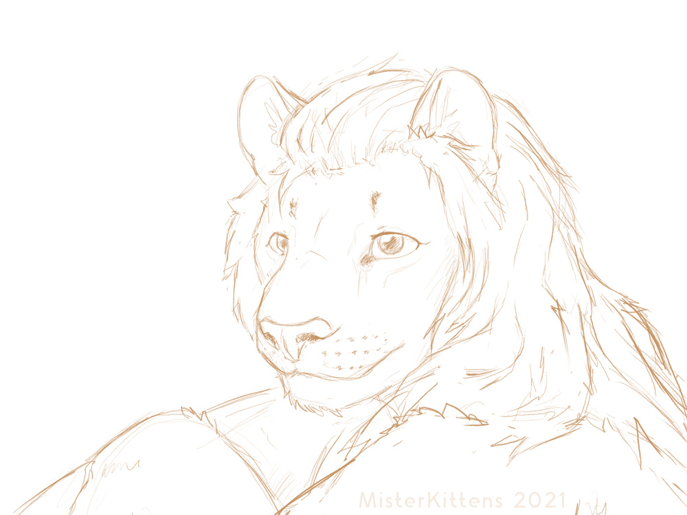 2021 anthro felid lion male mammal misterkittens pantherine portrait sibey sketch solo