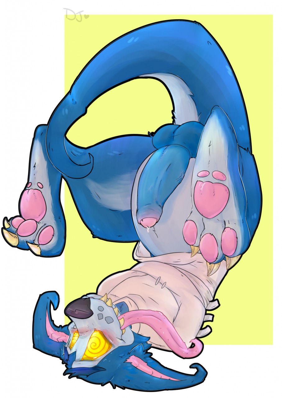 activision anthro balls blush butt crash_bandicoot_(series) dreamyjester feet genitals hi_res humanoid_genitalia humanoid_penis male pawpads paws penis ripper_roo solo thick_thighs tongue