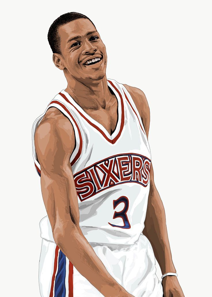 1boy allen_iverson basketball_uniform dark_skin jersey light_smile looking_at_viewer national_basketball_association non-web_source real_life simple_background solo solo_focus sportswear