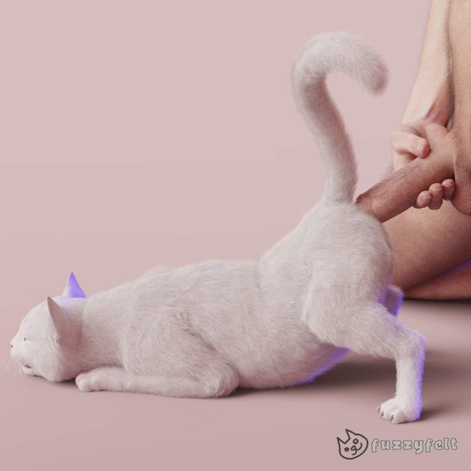 3d_(artwork) anal anal_penetration anthro ass_up bestiality biped digital_media_(artwork) domestic_cat felid feline felis female feral feral_penetrated fur fuzzyfelt genitals holding_penis human human_on_feral human_penetrating human_penetrating_feral humanoid humanoid_genitalia humanoid_penis interspecies light_body light_skin male male/female male_on_feral male_penetrating_feral mammal nude nude_male paws penetration penile penile_penetration penis penis_in_ass quadruped raised_tail realistic realistic_feral sex shallow_penetration simple_background size_difference tail watermark whiskers white_body white_fur