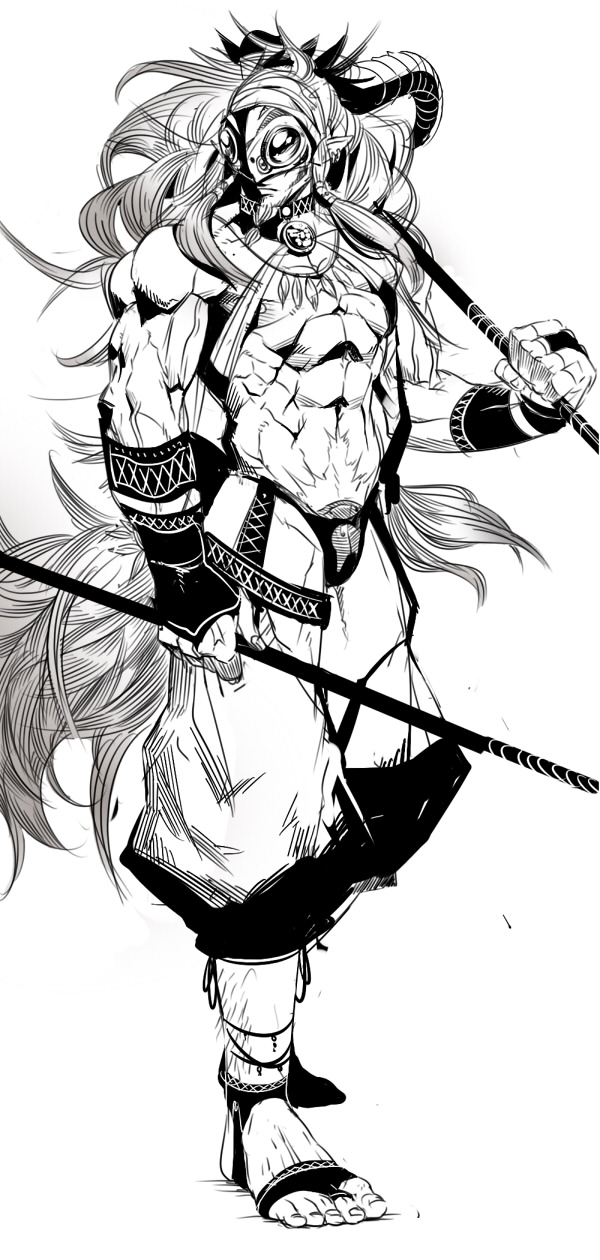 1boy abs baggy_pants bara barefoot_sandals beard bulge character_request cross-laced_clothes cross-laced_legwear dual_wielding dungeon_and_fighter eye_mask facial_hair feather_necklace highres holding holding_polearm holding_staff holding_weapon jewelry leg_hair long_hair looking_to_the_side male_focus male_underwear mature_male muscular muscular_male navel navel_hair necklace nikism nipples pants pectorals polearm print_male_underwear pubic_hair pubic_hair_peek shaman shredded_muscles sideburns solo staff stomach topless_male tribal turning_head underwear v-taper veins veiny_arms weapon