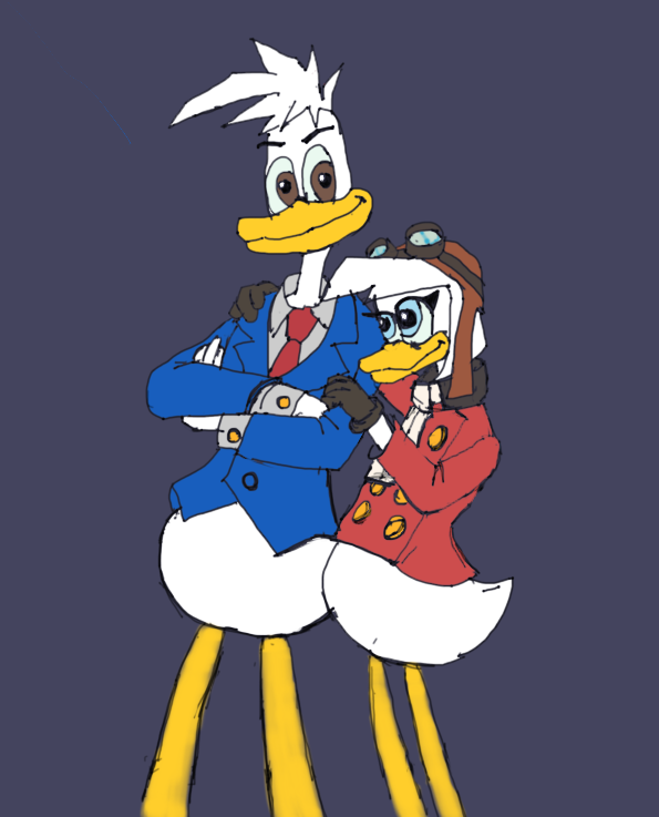 anatid anseriform anthro avian bird clothing crossover della_duck disney doctor_who duck ducktales ducktales_(2017) duo female loser69 male male/female the_doctor