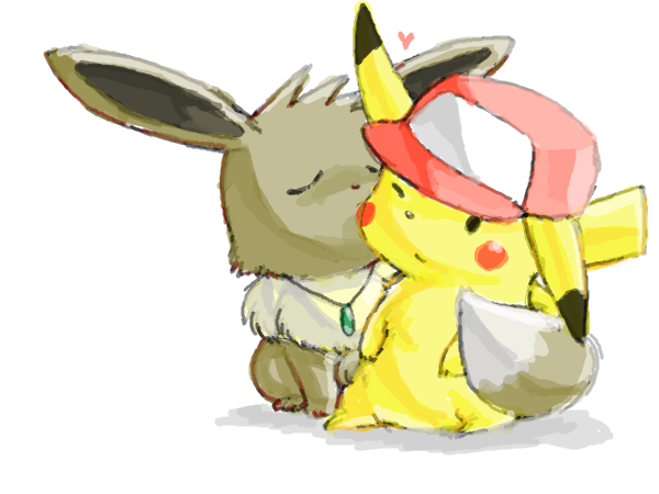 &lt;3 alternate_species ash_ketchum ashchu brown_body brown_fur clothing dipstick_ears dipstick_tail duo eevee eeveelution featureless_crotch feral fur gary_oak generation_1_pokemon hat hat_only headgear headgear_only headwear headwear_only implied_transformation jewelry kissing_cheek male markings mostly_nude multicolored_ears necklace necklace_only nintendo nude pikachu pokemon pokemon_(species) red_cheeks simple_background tail tail_markings tan_body tan_fur tarenagashikuzu white_background yellow_body yellow_fur