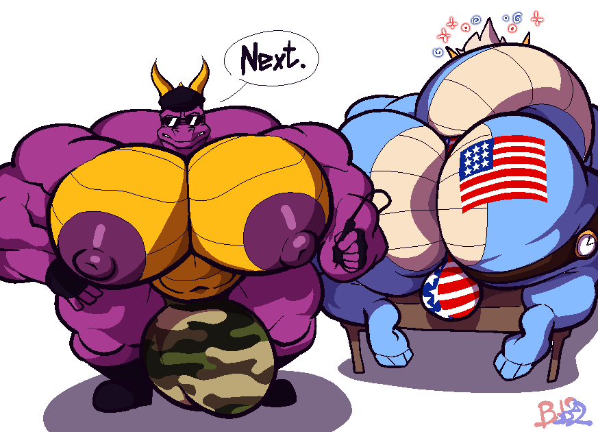 activision anthro big_bulge big_butt big_muscles big_nipples big_pecs blue_body bobthetanuki bulge butt camo camo_print clothed clothing dragon duo eyewear huge_bulge huge_muscles huge_pecs lindar_(spyro) male male/male muscular muscular_anthro muscular_male nipples pecs purple_body purple_nipples rescued_dragons_(spyro) scalie simple_background spyro spyro_reignited_trilogy spyro_the_dragon stars_and_stripes sunglasses topless underwear united_states_of_america white_background