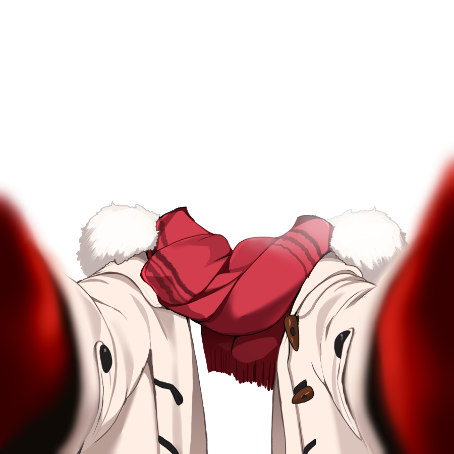 breath clothes_only coat commentary_request fur-trimmed_coat fur_trim gloves headless long_sleeves nejime open_clothes open_coat original red_gloves red_scarf scarf simple_background solo template transparent_background white_coat winter_gloves