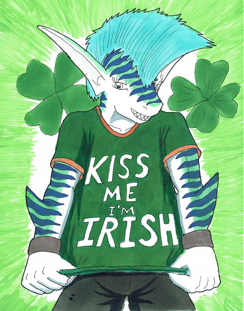 anthro female fish holidays marine nyghtmar3 roxy sfw shark solo stpatricksday2023 tigershark traditionalart