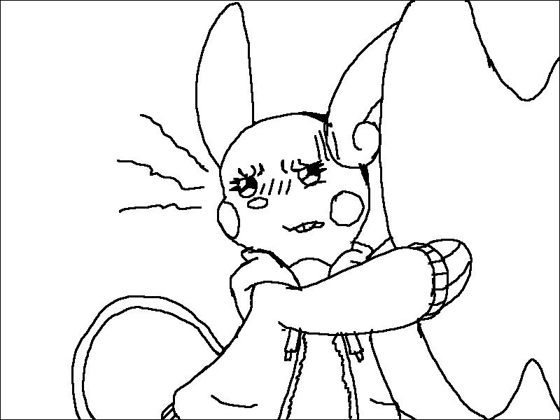 1000_hours_in_ms_paint alolan_form alolan_raichu ambiguous_gender annoyed_expression anonymous_artist belly clothing defensive_stance eyelashes female fur holding_tail implied_transformation mammal monochrome nintendo pokemon pokemon_(species) randomizer_raichu regional_form_(pokemon) rodent simple_background sketch solo sweater tail tail_hug topwear white_background