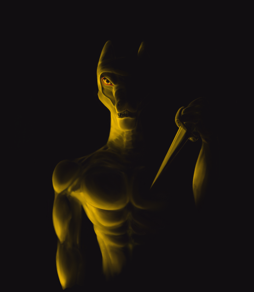alien angry anthro bared_teeth clenched_teeth clothing female flat_chested holding_knife holding_object knife looking_at_viewer muscular muscular_female nkaanmykiunsuns skinsuit solo standing teeth teraurge tight_clothing vastlam yellow_eyes
