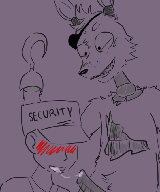2014 animatronic anthro blush bodily_fluids canid canine clothed clothing cum cum_in_mouth cum_inside cum_string digital_media_(artwork) duo erection eye_patch eyepatchy eyewear five_nights_at_freddy's fox foxy_(fnaf) fur genital_fluids genitals hat headgear headwear hook hook_hand human human_on_anthro interspecies looking_down machine male male/male mammal mike_schmidt open_mouth penis robot scottgames simple_background teeth topwear unavailable_at_source
