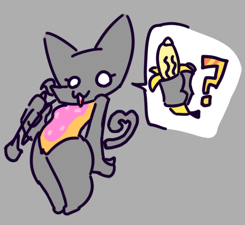 :3 banana domestic_cat felid feline felis female food fruit gesture goofy_smile humanoid implied_penis inviting_to_sex jerking_off_hand_motion low_res mammal meme nyan_cat nyan_cat_(copyright) owo plant pop-tarts poundfulpanda question_mark solo speech_bubble tail tail_gesture tail_heart