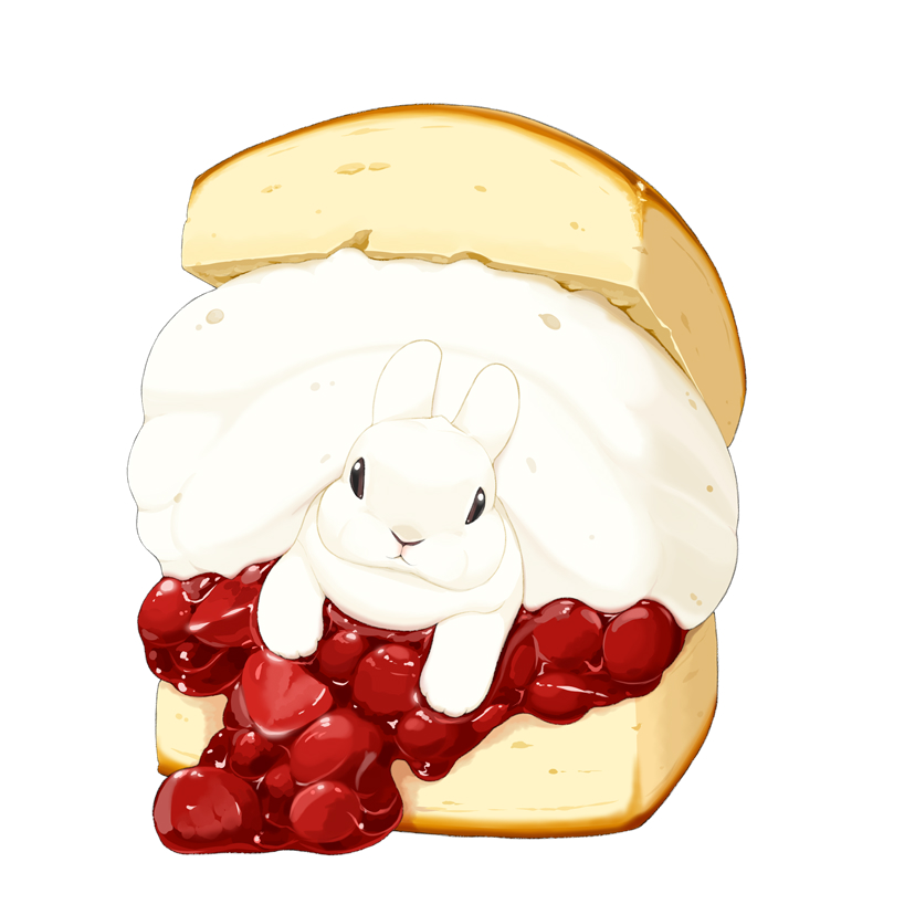 animal_focus brioche bun_(food) cranberry cream food food_focus in_food lilac_(p-f_easy) no_humans original rabbit simple_background white_background