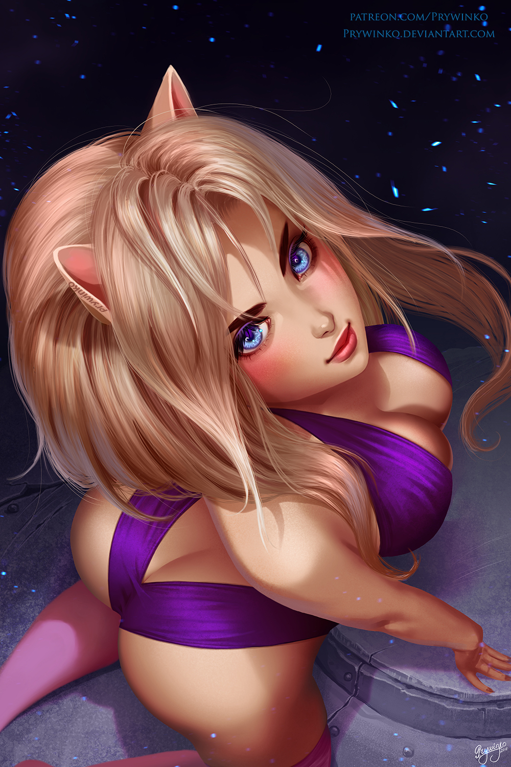 animal_humanoid blue_eyes bra breasts butt cat_humanoid cleavage clothed clothing dominion_tank_police felid felid_humanoid feline feline_humanoid female hair hi_res humanoid lipstick looking_at_viewer makeup mammal mammal_humanoid prywinko signature smile solo underwear uni_puma