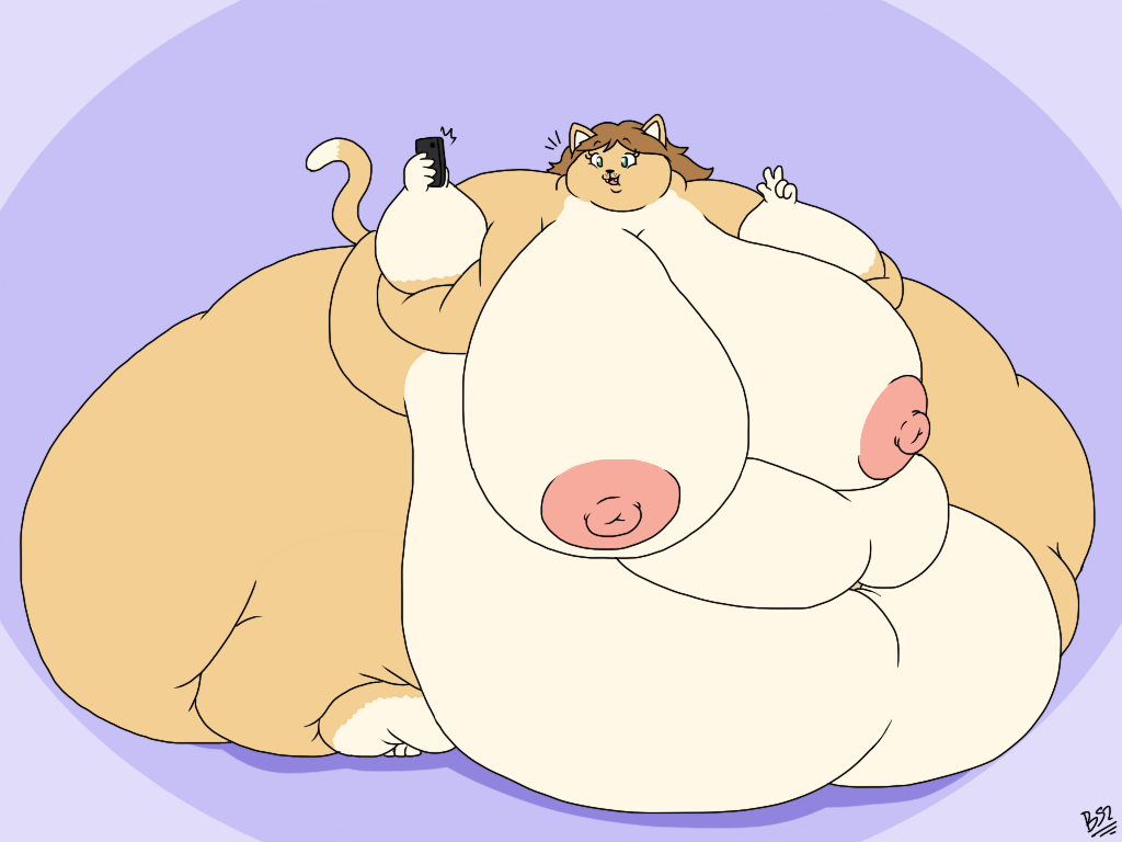 2018 3_toes 4:3 5_fingers anthro areola bar_emanata barefoot batspid2 belly big_areola big_belly big_breasts big_butt big_nipples biped black_nose breasts brown_hair butt cellphone digital_drawing_(artwork) digital_media_(artwork) domestic_cat double_chin emanata eyebrows eyelashes fangs feet felid feline felis female fingers flabby_arms flat_colors front_view full-length_portrait fur gesture gloves_(marking) green_eyes hair holding_object holding_phone huge_areola huge_breasts huge_butt huge_nipples huge_thighs hyper hyper_belly hyper_breasts hyper_butt hyper_hips hyper_thighs leg_markings lilly_(rapidsoftime) looking_at_object mammal markings morbidly_obese morbidly_obese_anthro morbidly_obese_female multicolored_body multicolored_fur navel nipples nude_anthro nude_female obese obese_anthro obese_female open_mouth overweight overweight_anthro overweight_female phone pink_areola pink_nipples portrait puffy_areola puffy_nipples signature simple_background smile socks_(marking) solo standing tail tail_markings tan_body tan_fur teeth thick_thighs three-quarter_view toes two_tone_body two_tone_fur v_sign white_body white_fur