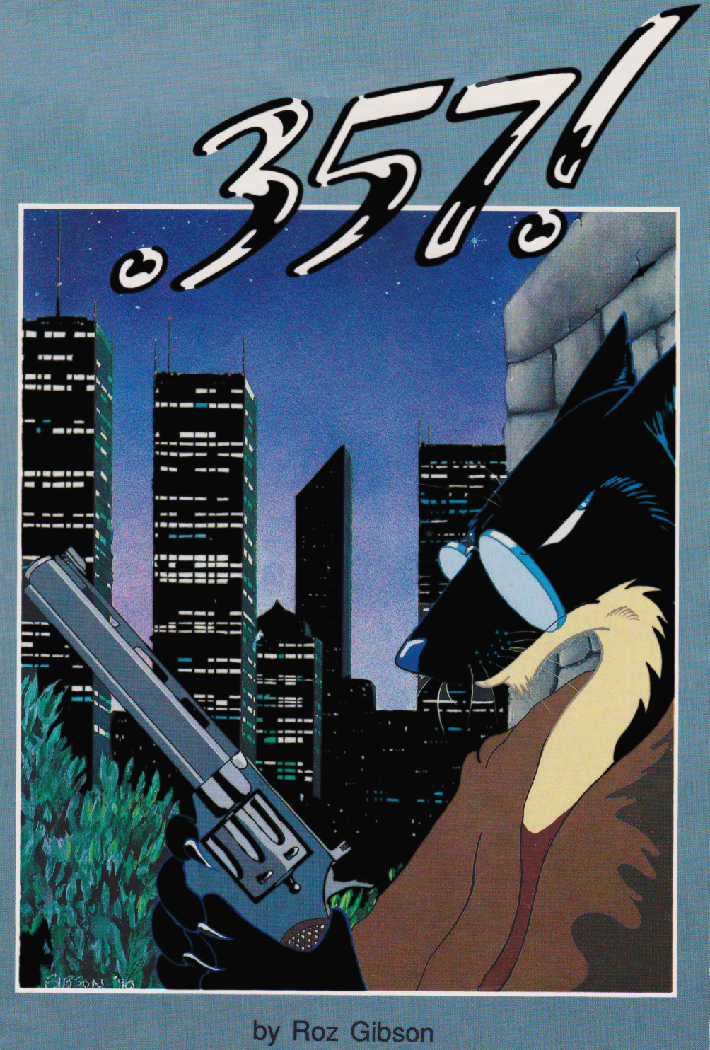 .357_magnum 1987 1990 anthro black_body black_claws black_fur black_nose blue_eyes building city city_background city_lights cityscape claws clothing comic cover cover_art cover_page detailed_background eyewear fur glasses gulonine gun handgun hi_res hiding holding_gun holding_handgun holding_object holding_revolver holding_weapon jack_salem jacket looking_back male mammal marten multicolored_body multicolored_fur mustelid musteline new_york new_york_city night outside park ranged_weapon revolver roz_gibson sable_(marten) signature sky skyline skyscraper solo star starry_sky topwear two_tone_body two_tone_fur weapon whiskers white_body white_fur