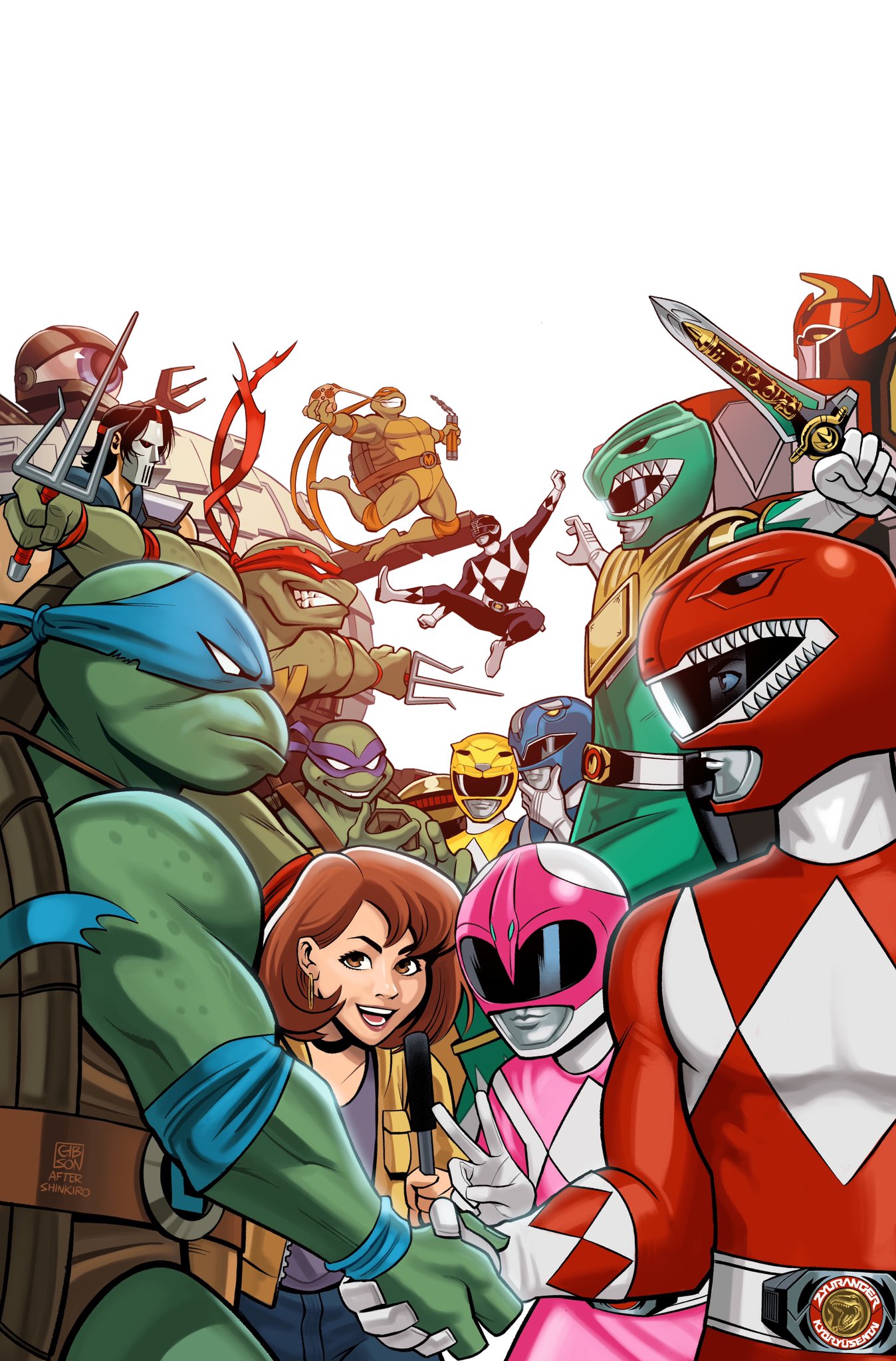 3girls 6+boys april_o'neil black_ranger blue_ranger brown_eyes brown_hair casey_jones crossover dagger donatello_(tmnt) gloves green_ranger handshake highres holding holding_dagger holding_knife holding_weapon jason_lee_scott jordan_gibson kimberly_ann_hart knife leonardo_(tmnt) mask michelangelo_(tmnt) mighty_morphin_power_rangers multiple_boys multiple_girls ninja official_art pink_ranger power_rangers raphael_(tmnt) red_ranger teenage_mutant_ninja_turtles tommy_oliver turtle_shell v weapon white_background white_gloves william_cranston yellow_ranger zachary_taylor