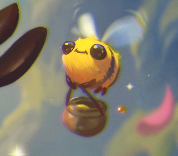 animal animal_focus bee blurry blurry_background bug cropped flying honeypot league_of_legends official_art smile solo wings