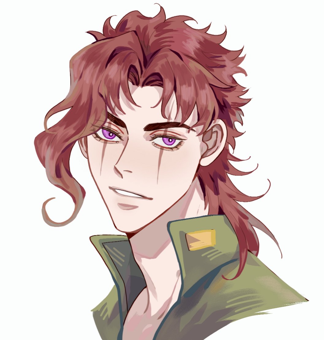 1boy gakuran jojo_no_kimyou_na_bouken kakyoin_noriaki male_focus no_earrings parted_lips portrait purple_eyes red_hair scar scar_across_eye school_uniform solo stardust_crusaders zhoujo51