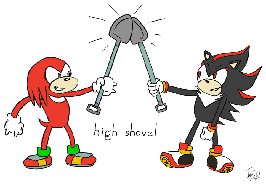 2012 5_fingers clenched_hands duo echidna eulipotyphlan eye_contact fingers fist fur graphite_(artwork) hedgehog holding_object holding_shovel holding_tool knuckles_the_echidna looking_at_another male mammal meme monotreme pencil_(artwork) purple_eyes red_body red_eyes red_fur sega shadow_the_hedgehog shovel signature simple_background smile sonic_the_hedgehog_(series) standing tails_gets_trolled tools traditional_media_(artwork) white_background