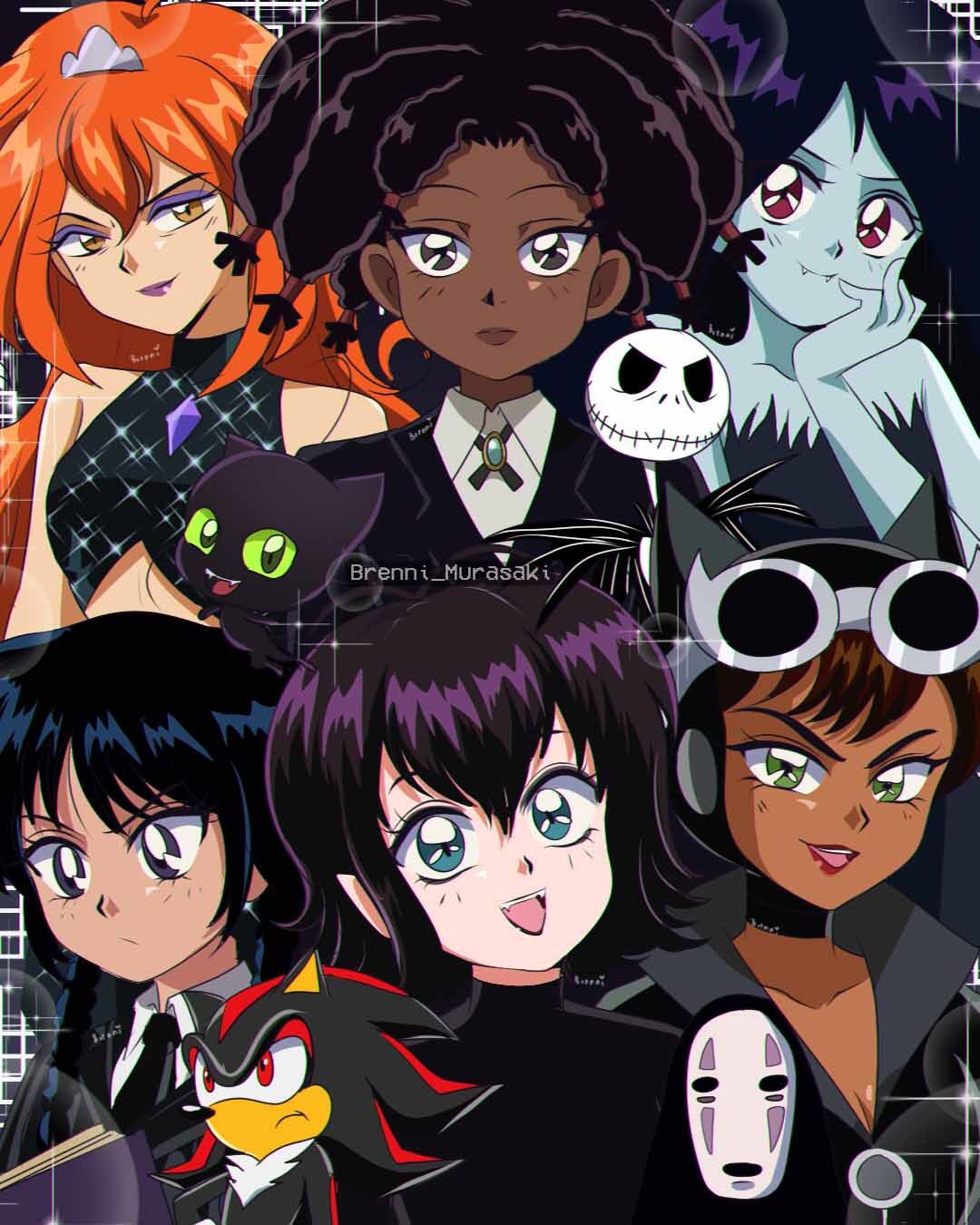 1990s_(style) 3boys 6+girls addams_family adventure_time animification aqua_eyes batman_(series) black_bodysuit black_choker black_fur black_hair black_lips black_necktie black_theme bloom_(winx_club) blue_skin body_fur bodysuit braid brenni_murasaki brown_eyes brown_hair canary_(hunter_x_hunter) cat catsuit catwoman choker colored_sclera colored_skin crossover dark-skinned_female dark_skin dc_comics eyeshadow fang formal furry furry_male goggles goggles_on_head gothic green_eyes green_sclera grey_skin harley_quinn_(cartoon) hedgehog hedgehog_ears hedgehog_tail highres hotel_transylvania hunter_x_hunter jack_skellington jacket kaonashi latex latex_bodysuit long_hair looking_at_viewer makeup marceline_abadeer mask mavis_dracula medium_hair miraculous_ladybug multiple_boys multiple_crossover multiple_girls necktie nevermore_academy_school_uniform open_mouth orange_eyes orange_hair pinstripe_pattern pinstripe_suit pointy_ears purple_eyeshadow purple_hair purple_lips red_eyes red_fur retro_artstyle school_uniform sen_to_chihiro_no_kamikakushi shadow_the_hedgehog short_hair skeleton sonic_(series) sonic_and_the_black_knight sparkle_print striped striped_jacket suit the_nightmare_before_christmas twin_braids vampire wednesday_(netflix) wednesday_addams winx_club