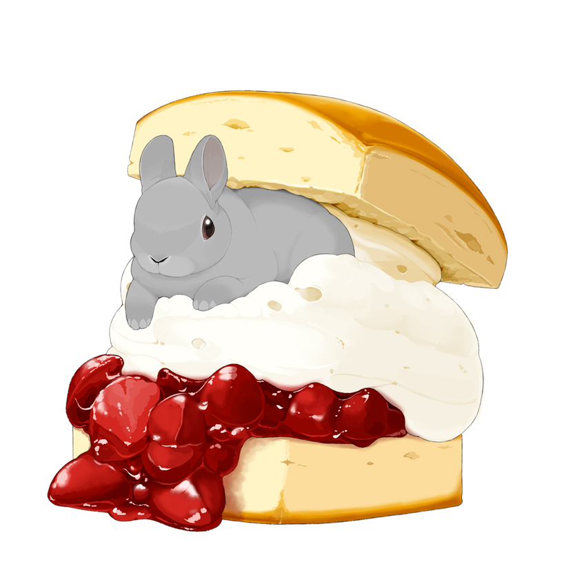 animal_focus brioche bun_(food) cranberry cream food food_focus in_food lilac_(p-f_easy) no_humans original rabbit simple_background white_background