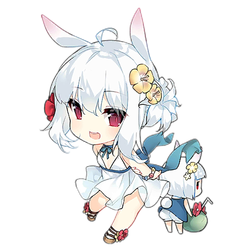 2girls :d ahoge animal_ears arm_behind_back artist_request blue_bow blue_bowtie blue_choker blue_dress blush bow bowtie bracelet brown_footwear chibi choker coconut_cup crossover djmax dress drinking_straw fairy_(girls'_frontline) flower flower_request full_body girls'_frontline hair_between_eyes hair_flower hair_ornament hand_on_own_arm jewelry looking_at_viewer multiple_girls official_art open_mouth rabbit_ears rabbit_tail red_eyes red_flower sandals short_hair simple_background slit_pupils smile standing standing_on_one_leg suee tail teeth third-party_source transparent_background upper_teeth_only white_dress white_flower white_hair yellow_flower |_|