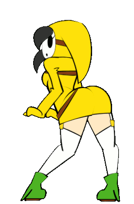 1girl alternate_color animated animated_gif dancing dress lowres mario_(series) mask minuspal non-web_source shy_gal shy_guy solo tagme yellow_dress