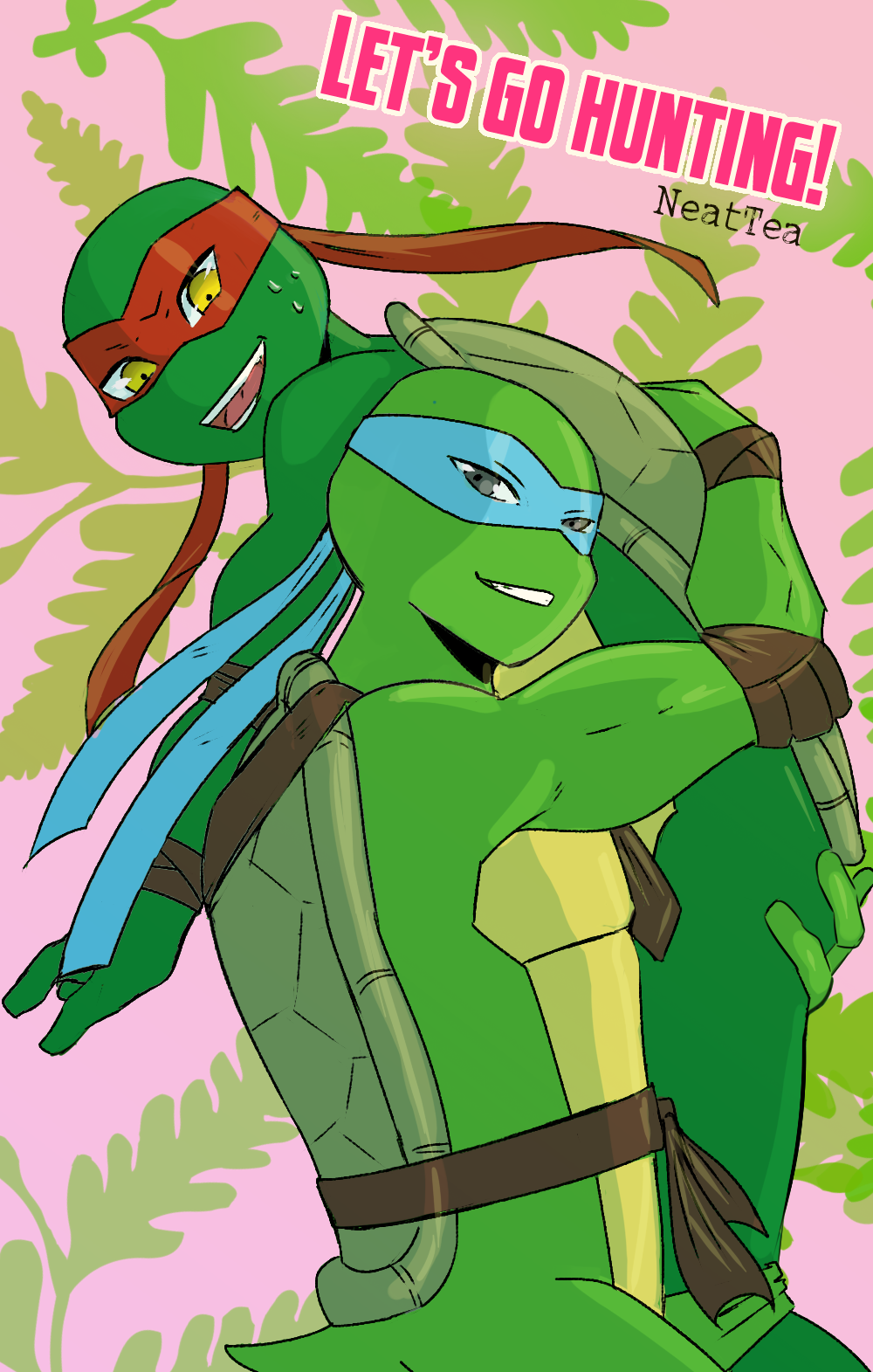 bandanna bodily_fluids brother_(lore) brothers_(lore) cover cover_art cover_page duo hi_res incest_(lore) kerchief leonardo_(tmnt) male momorawrr neattea raphael_(tmnt) reptile scalie sibling_(lore) sweat sweatdrop teenage_mutant_ninja_turtles turtle