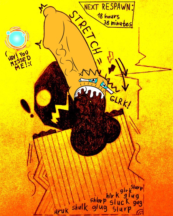 accidental_sex balls black_balls black_body bodily_fluids duo duo_focus english_text feral forced gameplay_mechanics genitals geometry_dash gigaboy group living_shadow male male/male monster oral oral_penetration penetration penis_in_mouth rape story story_at_source story_in_description stretched stretched_mouth stretchy stuck stuck_in_throat stuck_insertion suspended_by_penis suspended_on_penis suspended_via_penetration tears text unaware unaware_sex unintentional unintentional_sex unwilling_rider yellow_body
