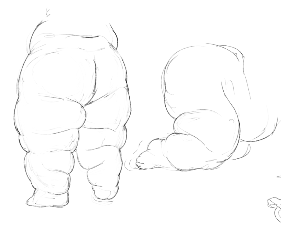 anthro belly_overhang bent_over big_butt butt cettus disembodied_leg fat_rolls felid feline huge_butt huge_thighs male mammal morbidly_obese obese overweight rooks_(character) solo solo_focus thick_thighs