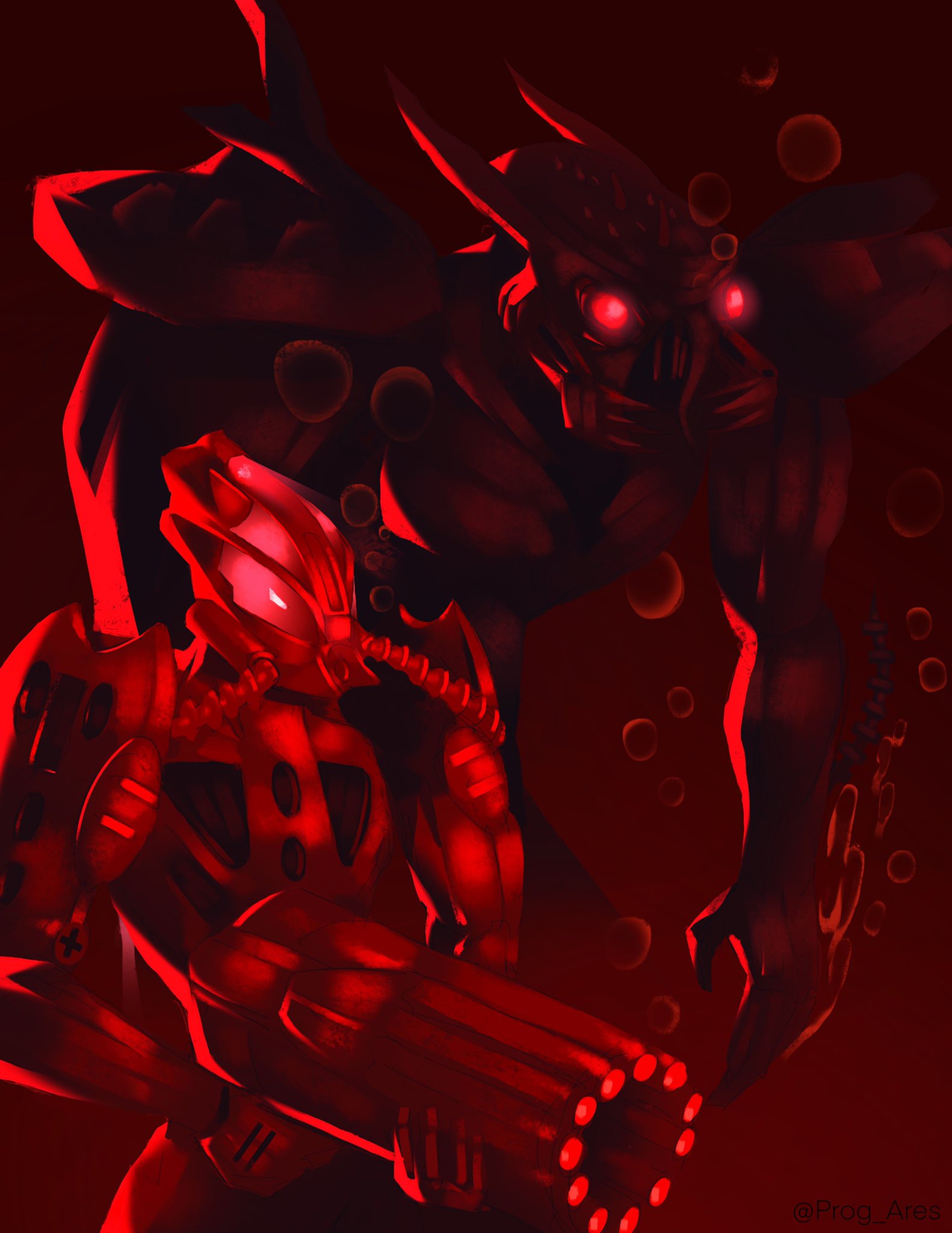 2022 5_fingers ambiguous_gender animal_humanoid armor arthropod barraki batoid bionicle bubble cephalopod digital_drawing_(artwork) digital_media_(artwork) diving_gear diving_mask duo fingers fish gatling_gun glowing glowing_eyes gun hahli handgun headgear hi_res holding_object holding_weapon humanoid lego machine machine_gun mandibles manta_ray mantax marine marine_humanoid mask minigun mollusk prog_ares ranged_weapon red_eyes restricted_palette robot sharp_teeth simple_background spikes spikes_(anatomy) standing stingray teeth toa underwater water weapon