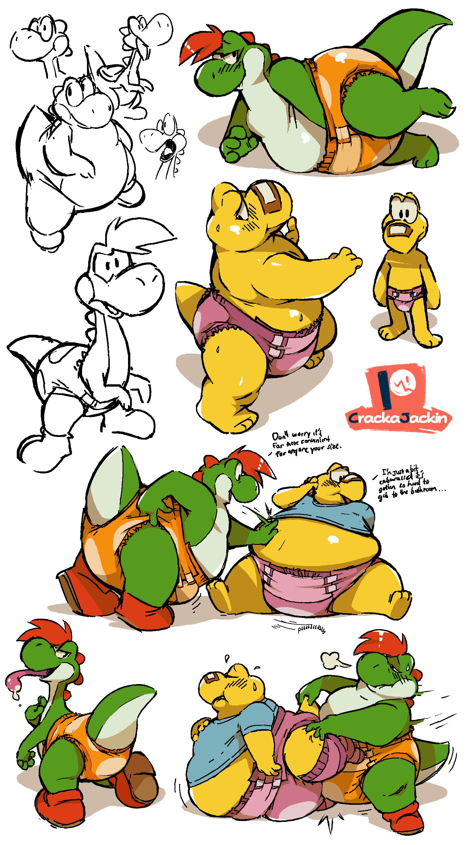 absurd_res crackajackin diaper diaper_fetish dry_humping duo hi_res koopa koopa_troopa koops male male/male mario_bros nintendo obese overweight overweight_male paper_mario reptile scalie the_great_gonzales_jr yoshi