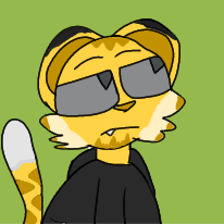 aaaaaaaaaah adult_(lore) ambiguous_gender anthro blue_eyes blue_sclera cheek_tuft clothing facial_tuft felid fur fur_markings green_background hoodie jacket low_res mammal markings pantherine simple_background solo stripes tail teeth thumbnail tiger topwear tuft yellow_body yellow_fur