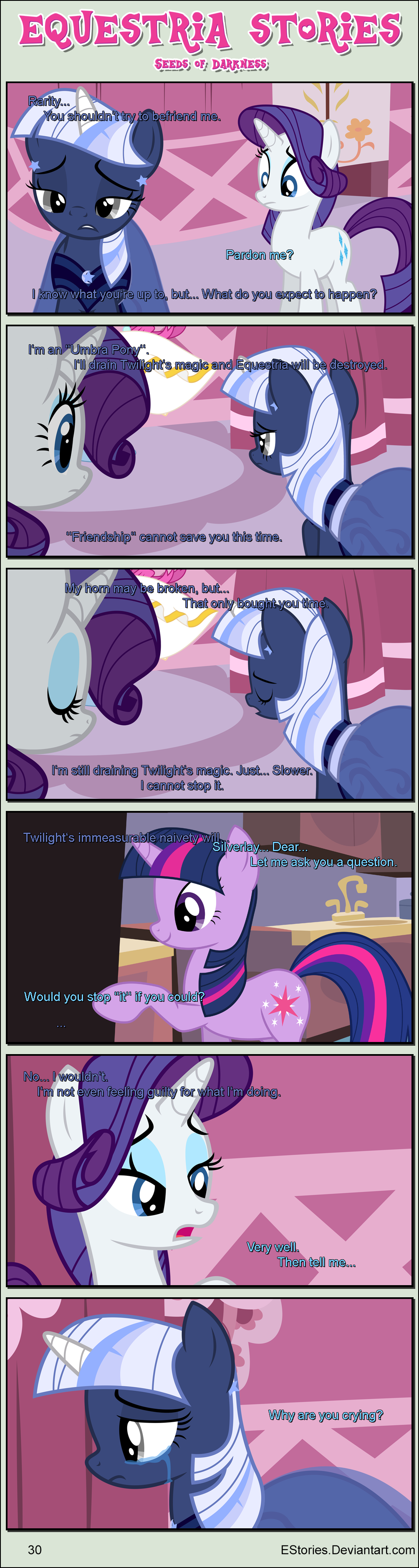 absurd_res bandage bandaged_horn bangs bodily_fluids carpet clothing crying curtains cutie_mark dialogue dress ear_piercing ear_ring ears_up equid equine estories eyes_closed female feral friendship_is_magic group hasbro hi_res horn inside mammal mannequin my_little_pony piercing rarity_(mlp) ring_piercing sad silverlay_(estories) tears trio twilight_sparkle_(mlp) unicorn what_if why