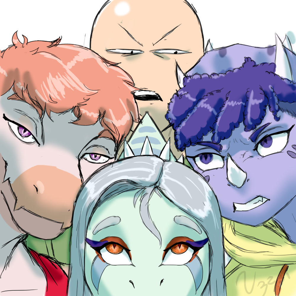 1:1 2023 3_horns amber_eyes anon_(snoot_game) anthro bald ceratopsian clothing digital_drawing_(artwork) digital_media_(artwork) dinosaur dromaeosaurid eyelashes eyeliner fang_(gvh) female frill_(anatomy) goodbye_volcano_high grey_body grey_scales group hair hoodie horn human light-skinned_male light_body light_skin looking_at_viewer makeup male mammal multi_horn open_mouth orange_body orange_hair orange_scales ornithischian pink_body pink_scales pterodactylus pterosaur purple_body purple_eyes purple_hair purple_scales reed_(gvh) reptile scales scalie shirt short_hair signature silver_hair simple_background snoot_game snout tank_top teeth theropod topwear triceratops trish_(gvh) unknown_artist unknown_artist_signature velociraptor white_background