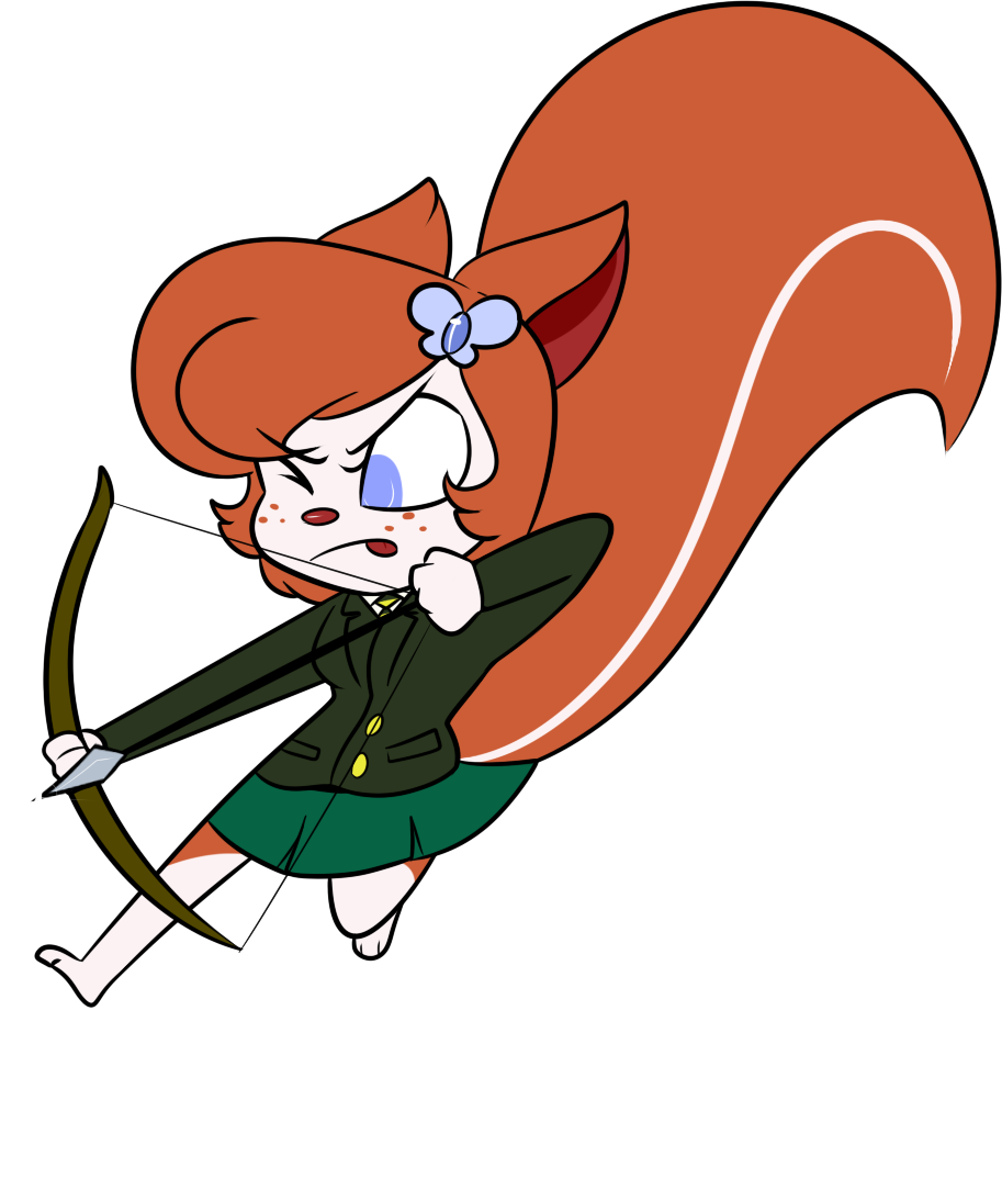 &gt;;p 2016 3_toes 4_fingers action_pose aiming aiming_weapon alpha_channel american_red_squirrel anthro archery arrow_(weapon) barefoot big_tail biped black_eyebrows blue_eyes blue_hairclip bottomwear bow_(weapon) breasts butterfly_clip chokovit_(artist) clothed clothed_anthro clothed_female clothing colored countershade_fur countershading digital_drawing_(artwork) digital_media_(artwork) drawing_bowstring ears_back eyebrow_through_hair eyebrows feet female female_anthro fingers fluffy fluffy_tail focused freckles front_view full-length_portrait fur glint gloves_(marking) green_bottomwear green_clothing green_jacket green_skirt green_topwear hair jacket lauren_dubois leg_markings long_tail mammal markings narrowed_eyebrows necktie one_eye_closed orange_body orange_ears orange_freckles orange_fur orange_hair orange_tail pattern_necktie pine_squirrel pivoted_ears pleated_skirt portrait pose ranged_weapon red_inner_ear red_nose red_tongue rodent sciurid shirt simple_background skirt socks_(marking) solo squirrel_tail striped_markings striped_necktie striped_tail stripes tail tail_markings three-quarter_view toes tongue tongue_out topwear translucent translucent_hair transparent_background tree_squirrel weapon white_body white_clothing white_countershading white_face white_markings white_shirt white_stripes white_topwear yellow_necktie