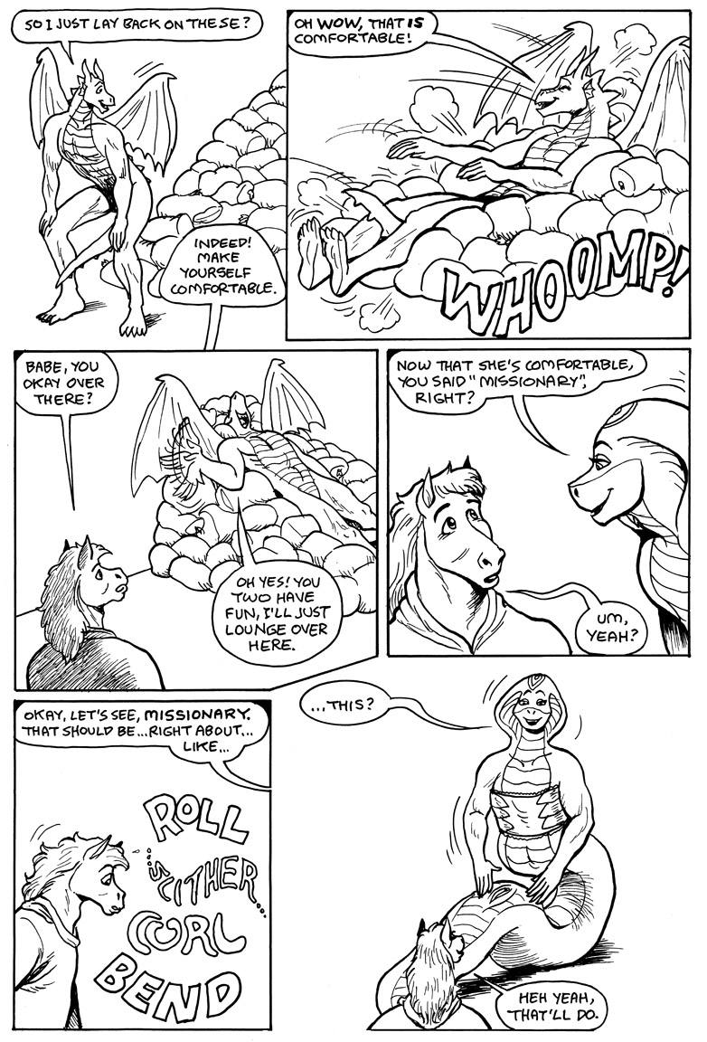 2023 anthro apode black_and_white comic dialogue draconcopode dragon english_text equid equine female genitals group gustav_(here_there_be_dragons) here_there_be_dragons horse karno larger_female legless lounging male male/female mammal monochrome mostly_nude naga nude pillow presenting pussy reptile scalie serpentine size_difference smaller_male snake speech_bubble text trio wings zashy