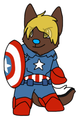 2013 alpha_channel ambiguous_gender anthro black_markings blue_nose bluekyokitty brown_body brown_fur canid canine canis captain_america chibi clothed clothing cosplay costume digital_drawing_(artwork) digital_media_(artwork) domestic_dog eye_through_hair eyebrow_through_hair eyebrows flat_colors full-length_portrait fully_clothed fur hair hair_over_eyes holding_object holding_shield low_res mammal markings marvel mixed_breed plantigrade portrait sebdoggo shield simple_background smile solo standing tail translucent translucent_hair transparent_background white_markings yellow_eyes