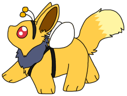 2013 accessory alpha_channel ambiguous_gender bee_costume bluekyokitty brown_inner_ear chibi digital_drawing_(artwork) digital_media_(artwork) eevee fake_antennae fake_wings feral flat_colors full-length_portrait fur generation_1_pokemon harness headband low_res mouthless nintendo noseless paws pokemon pokemon_(species) portrait raised_tail red_eyes sebdoggo simple_background snout solo tail transparent_background walking yellow_body yellow_fur