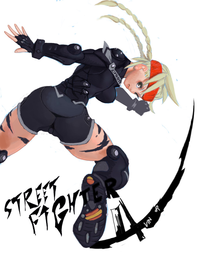 1girl ass blonde_hair blue_eyes cameltoe cammy_white capcom crotch female solo street_fighter twintails