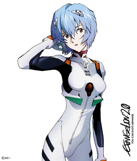 :o adjusting_hair ayanami_rei bangs blue_hair bodysuit bracer copyright_name cowboy_shot english evangelion:_2.0_you_can_(not)_advance gloves hair_between_eyes hair_ornament hand_up logo looking_at_viewer neon_genesis_evangelion number official_art open_mouth pale_skin pilot_suit plugsuit purple_eyes rebuild_of_evangelion short_hair simple_background skinny solo turtleneck white_background white_bodysuit
