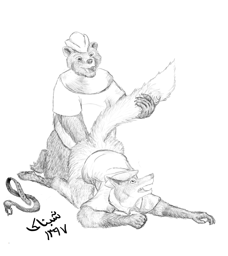 2019 anthro bottomless brown_bear canid canine clothed clothing digital_media_(artwork) disney duo fox fur gloves_(marking) hat hindpaw imminent_sex little_john male male/male mammal markings open_mouth overweight paws permission robin_hood robin_hood_(disney) shabnack_(artist) simple_background socks_(marking) socks_(markings) tail_grab ursid ursine white_fur