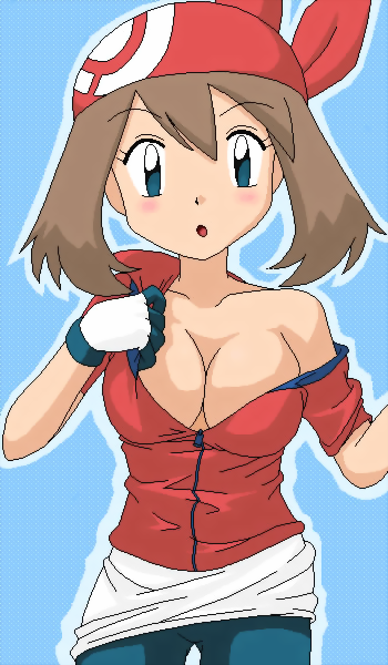 breasts cleavage haruka_(pokemon) pixel_art pokemon undressing