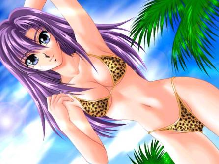 bikini lowres purple_hair swimsuit