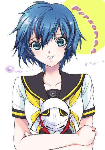 bangs blue_eyes blue_hair izanagi kurimomo persona persona_4 school_uniform shirogane_naoto